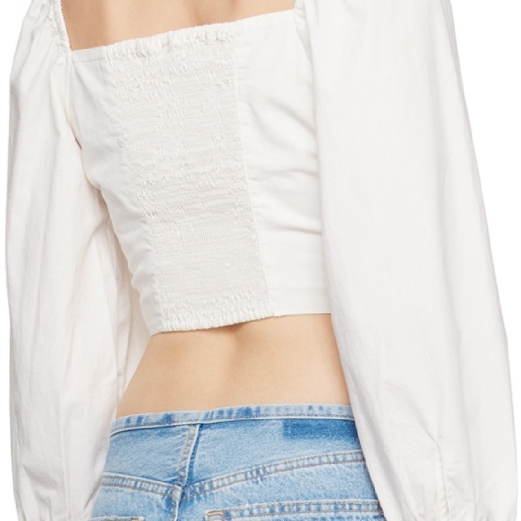 NWT LEVI’S Devin White Cropped Puff Sleeve Blouse Women Size Medium - Picture 3 of 12